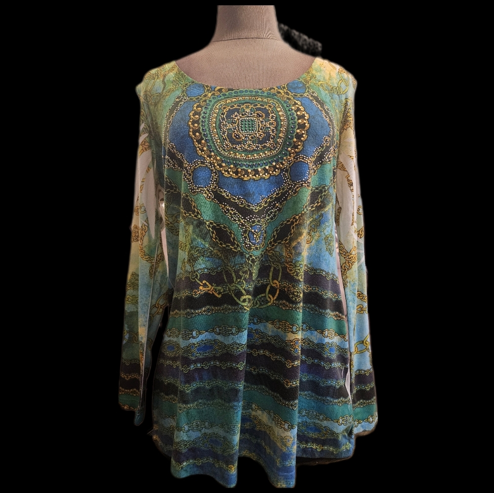 Embellished open shoulder t -shirt